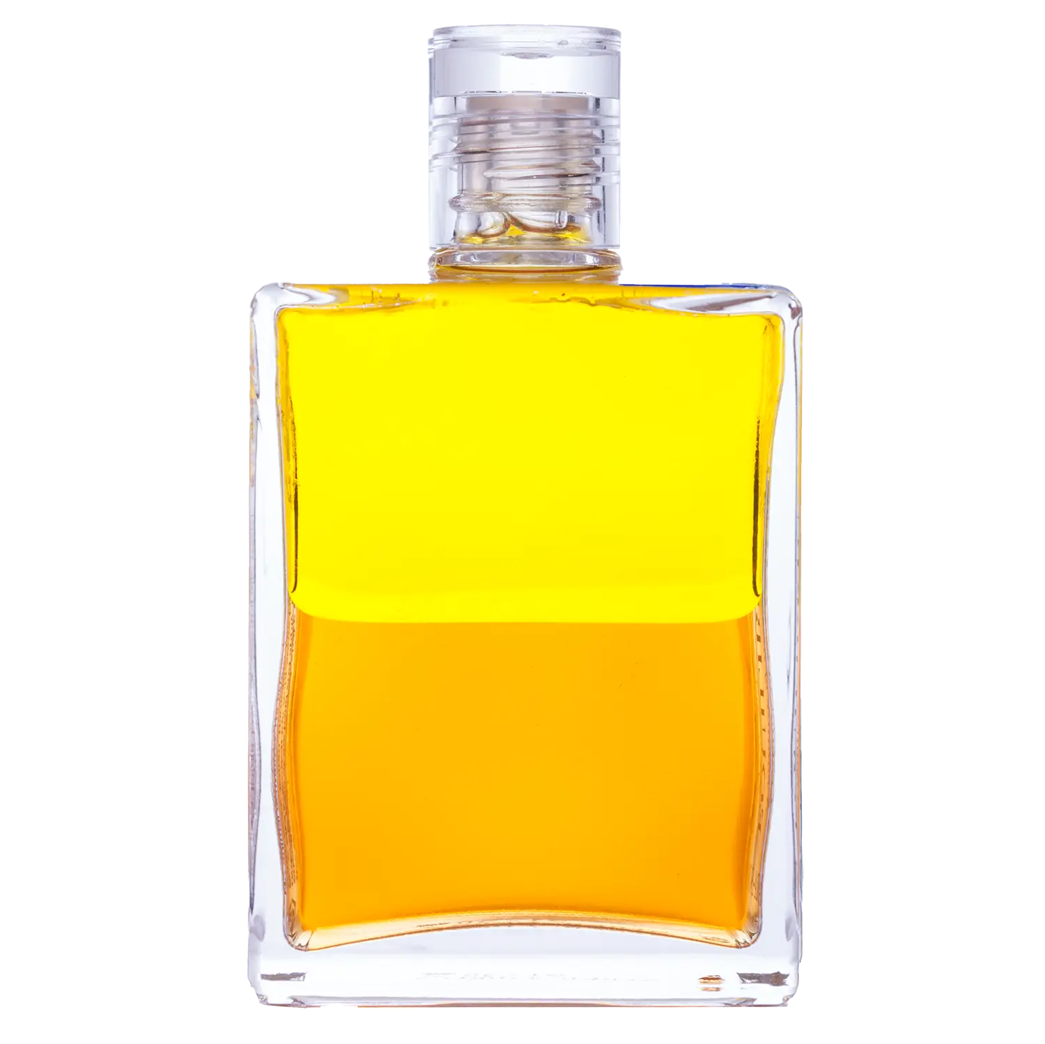 Aura-Soma Equilibrium Flasche B004 Sonnenflasche: Gelb über Gold. Eine zweischichtige Glasflasche mit klarem Deckel.