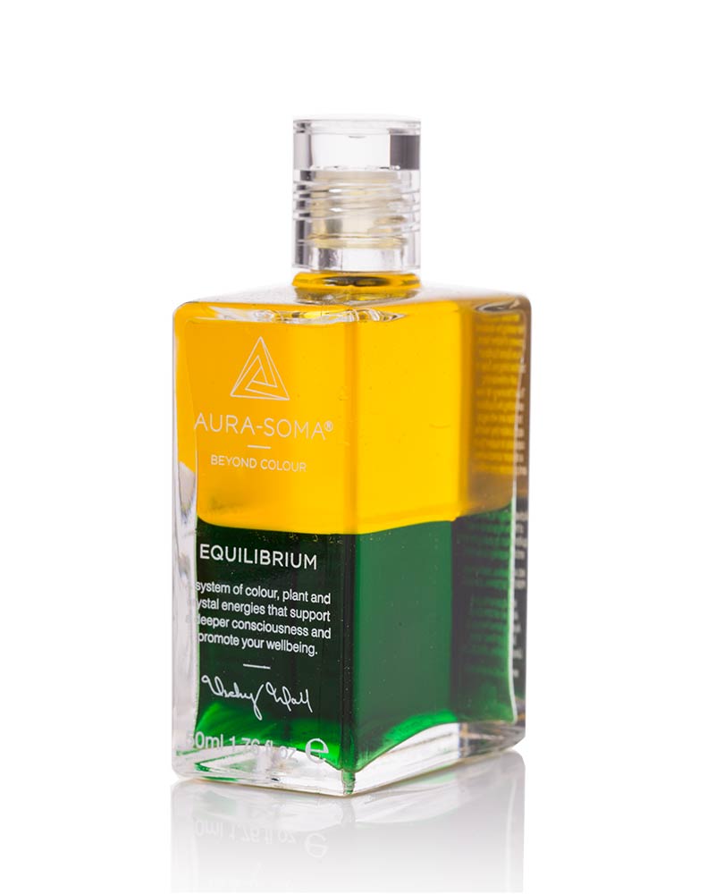 Aura-Soma Equilibriumflasche Nr.7 Aura-Soma Equilibrium Flasche B007 Der Garten von Gethsemane: Rot über Rot. Eine zweischichtige Glasflasche mit klarem Deckel. Seitenansicht.