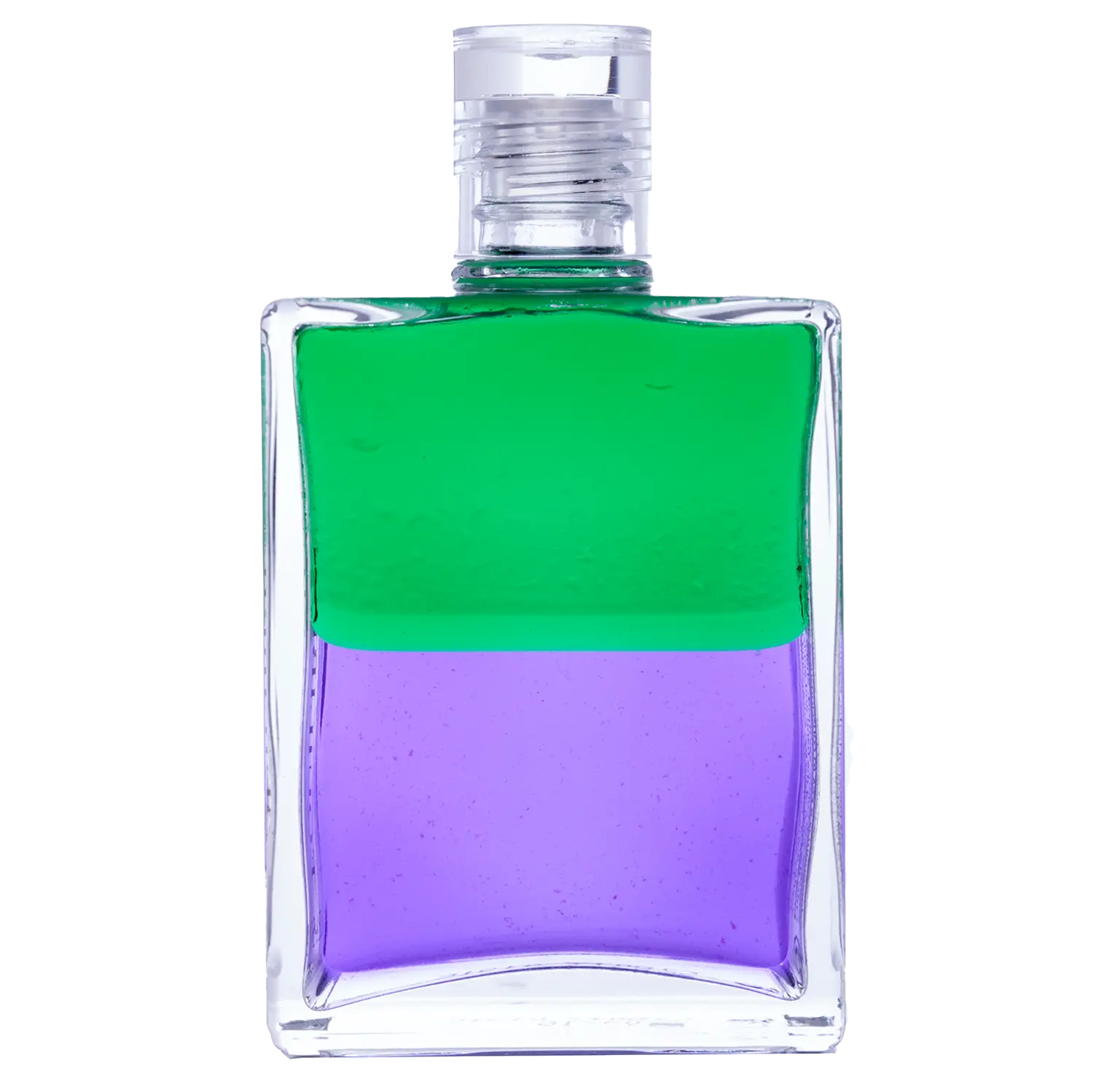 Aura-Soma Equilibrium Flasche B17 Name der Flasche: Hoffnung: Grün über Violett. Eine zweischichtige Glasflasche mit klarem Deckel.