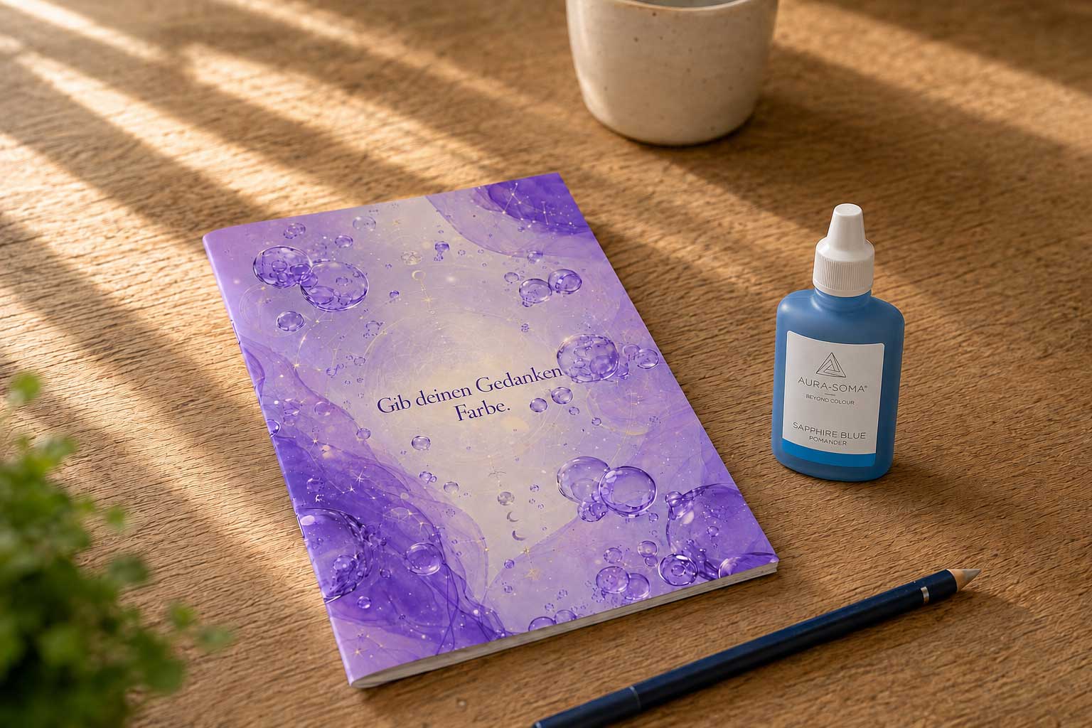 Saint Germain Notizheft mit Aura-Soma Pomander