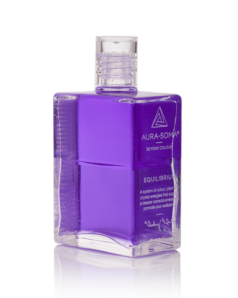 Aura-Soma Equilibrium Flasche B16 Name der Flasche: Das violette Gewand: Violett über Violett. Eine zweischichtige Glasflasche mit klarem Deckel.