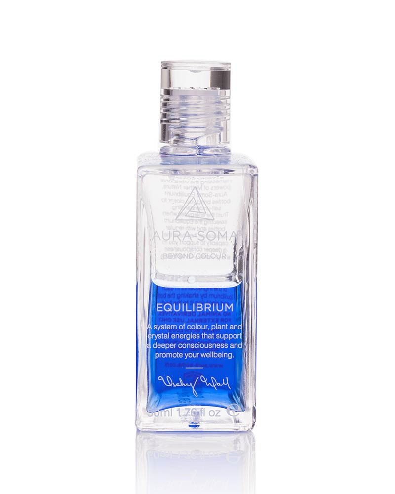 Aura-Soma Equilibrium Flasche B12 Name der Flasche: Friede in der neuen Zeit: Klar über Blau. Eine zweischichtige Glasflasche mit klarem Deckel.