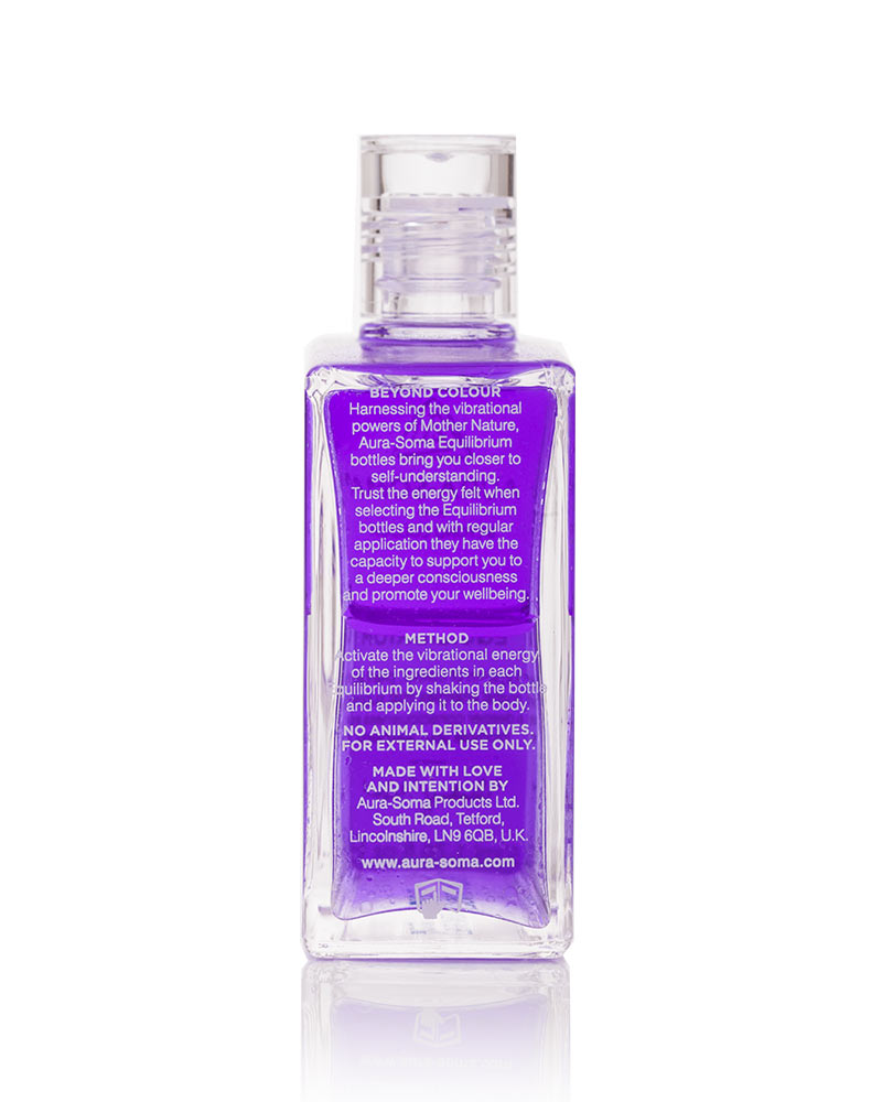 Aura-Soma Equilibrium Flasche B16 Name der Flasche: Das violette Gewand: Violett über Violett. Eine zweischichtige Glasflasche mit klarem Deckel.