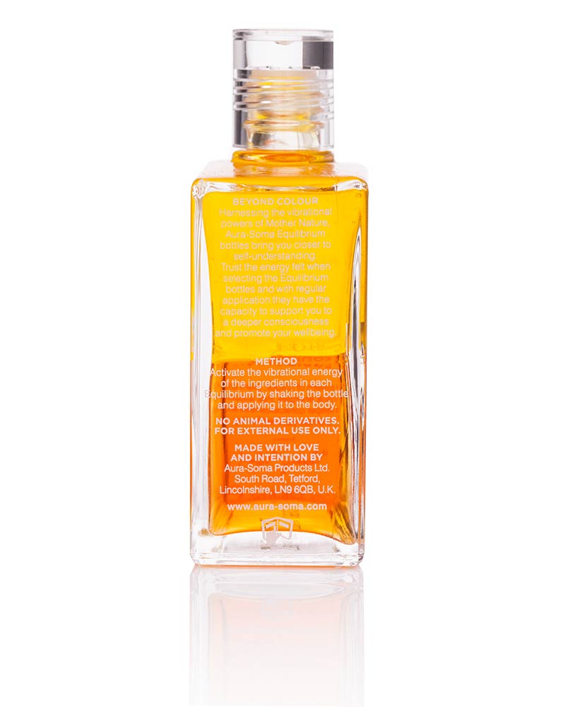 Aura-Soma Equilibrium Flasche B004 Sonnenflasche: Gelb über Gold. Eine zweischichtige Glasflasche mit klarem Deckel.